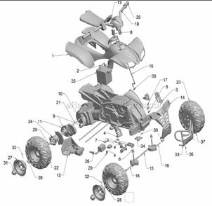 Page A Diagram and Parts List for R3142  Power Wheels Ride-On ATVs